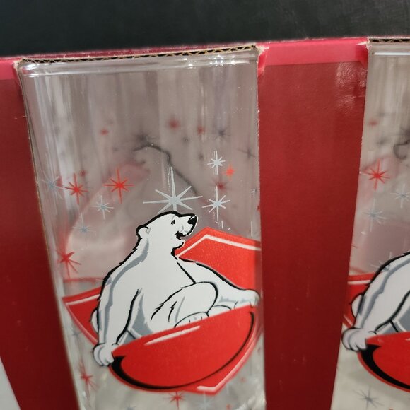 Coca-Cola Collector Polar Bear Glasses Set of Four 16 oz. New in Original Box - Picture 2 of 6